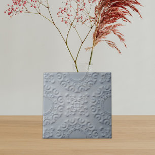 Elegant Ornate Vintage Grått Faux Bas Relief Kakelplatta