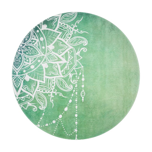 Elegant Ornate Zen Mandala Rosette Grönt tones (Framsidan)