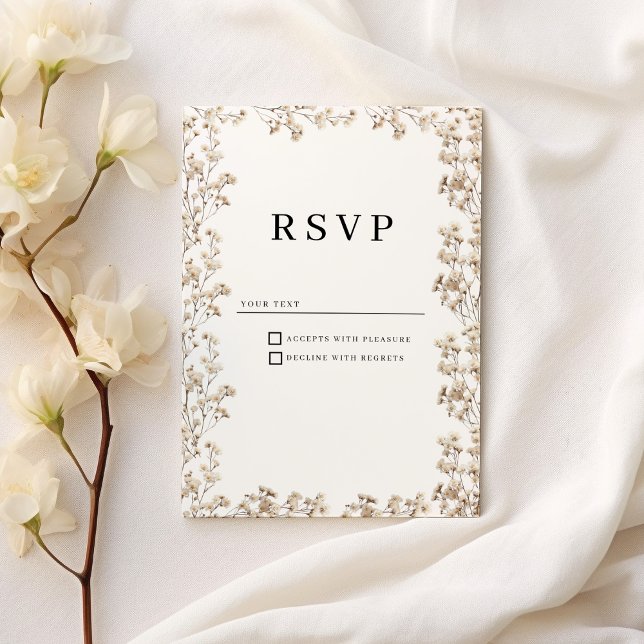 Elegant OSA av elfenbensvit zypsophila blommigt Inbjudningar (Elegant ivory white gypsophila floral RSVP)