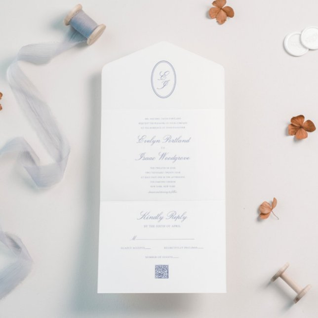 Elegant OSA Calligraphy Dusty Blue QR Code (Skapare uppladdad)
