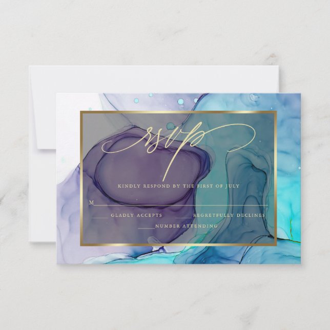 Elegant OSA Djup Lila Aqua Marble Bläck (Framsida)