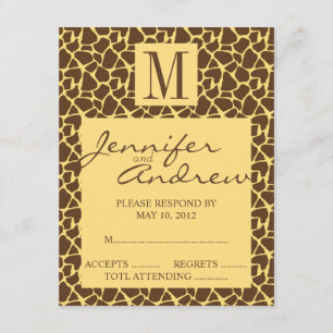Elegant OSA Monogram Safari Bröllop-svarskort Kort