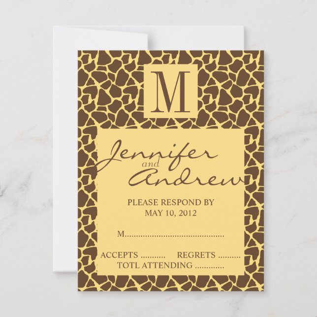 Elegant OSA Monogram Safari Bröllop-svarskort Kort (Framsida)