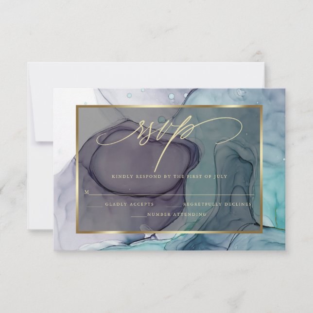 Elegant OSA Plum Lila Teal Marble Bläck (Framsida)