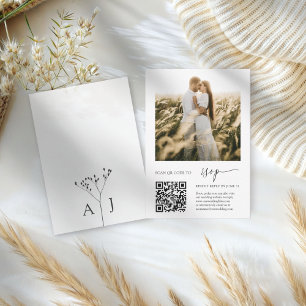 Elegant OSA QR-kod med Photo Bröllop Kort