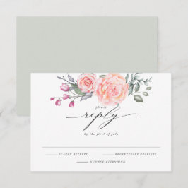 Elegant OSA Rustic Watercolor Cottage Rosa ros Kort