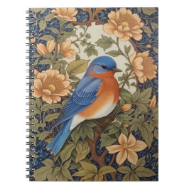 Elegant Östra Bluebird William Morris Inspired Anteckningsbok
