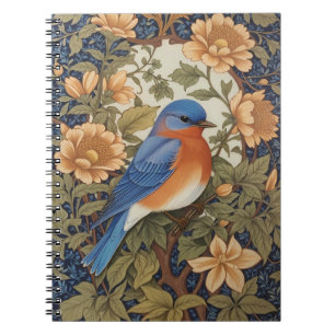 Elegant Östra Bluebird William Morris Inspired Anteckningsbok