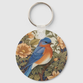 Elegant Östra Bluebird William Morris Inspired Nyckelring