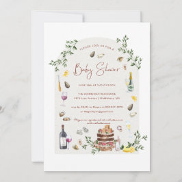 Elegant Ostron och Vin | Baby Shower Inbjudningar