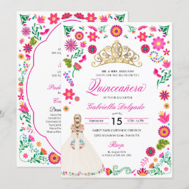 Elegant Otomi Embroidery Quinceañera-inbjudan Inbjudningar