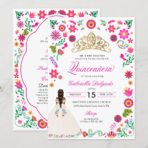 Elegant Otomi Embroidery Quinceañera-inbjudan