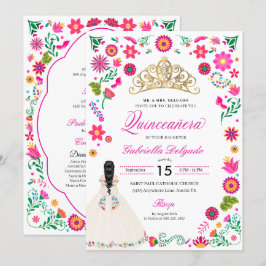 Elegant Otomi Embroidery Quinceañera-inbjudan Inbjudningar