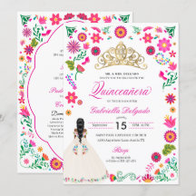 Elegant Otomi Embroidery Quinceañera-inbjudan