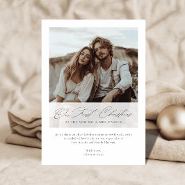 Elegant Our First Christmas Romantic Script Photo Julkort