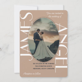 Elegant oval form brud & brudgum Anpassad bröllops Inbjudningar