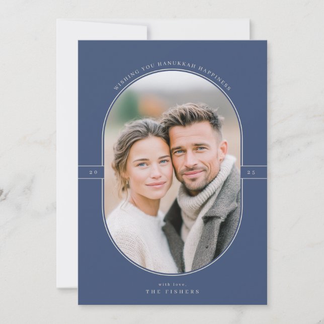 Elegant Oval Hanukkah Photo Julkort (Framsida)