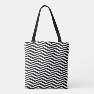 Elegant & Ovanligt Black Zig Zag Chevron Rand Tygkasse