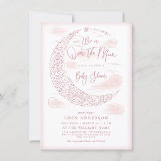 Elegant över Måne Flicka-visningsinbjudan Inbjudningar