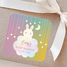 Elegant över Måne och Stars Girl Baby Shower Fyrkantigt Klistermärke