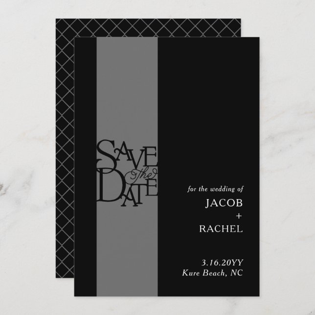 Elegant Overlay Black White Bröllop spara datum Spara Datumet (Fram/baksida)