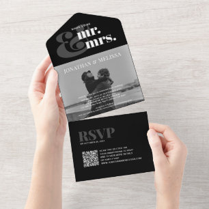 Elegant Overlay Photo Script QR-kod Black Bröllop