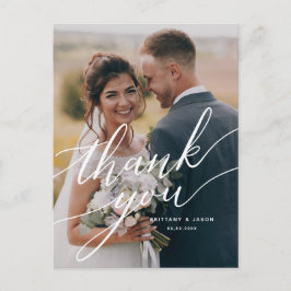 Elegant Overlay Script Bröllop Tack Photo Vykort