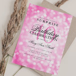 Elegant ÖVERPRISE 40:e födelsedagen Shock rosa Lju Inbjudningar<br><div class="desc">Elegant 40:e födelsedagsinbjudan till Party Shimmer Ljus. Med modern gnistra ljus. Underbar för 30:e,  40:e,  50:e,  60:e och 70:e födelsedag och mer!</div>