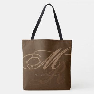 elegant, övertryckt, monogram brun näspåse tygkasse