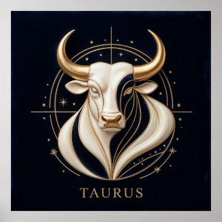♉ Elegant Oxen Zodiak Guld Tjur Astrologi ✨ Poster