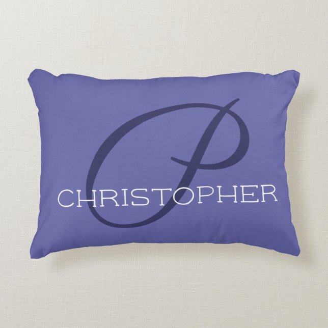 Elegant P Initial Namn PeriwinkleBlue Stylish Prydnadskudde (Framsidan)
