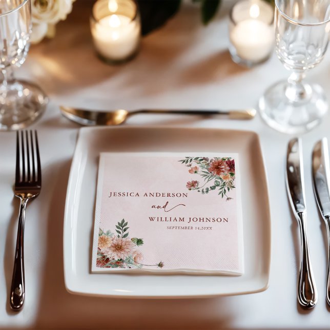 Elegant på Bröllopsfesten Höstton för Rosa Pappersservett (Skapare uppladdad)