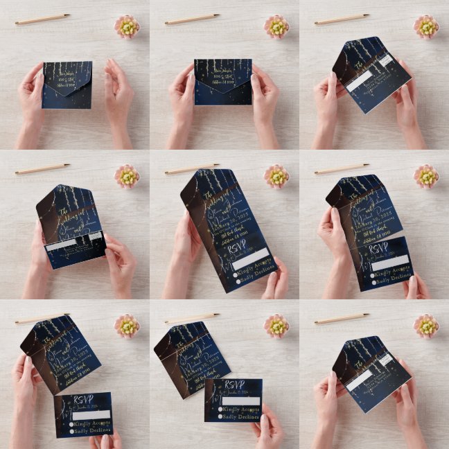 Elegant på kvällen - inbjudan till allt-i-ett-bröl