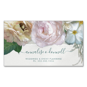 Elegant Paediatric Blommigt Peony Ro Rosa i Gult  Magnetiska Visitkort