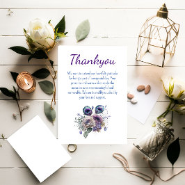 Elegant Påfågel Blommig Platt Tacksamhetskort Tack Kort