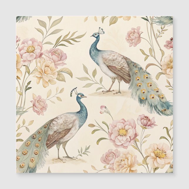 Elegant Påfågel Blommig Vintage (10) (Framsida)