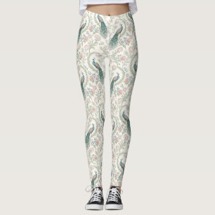 Elegant Påfågel Blommig Vintage (1) Leggings