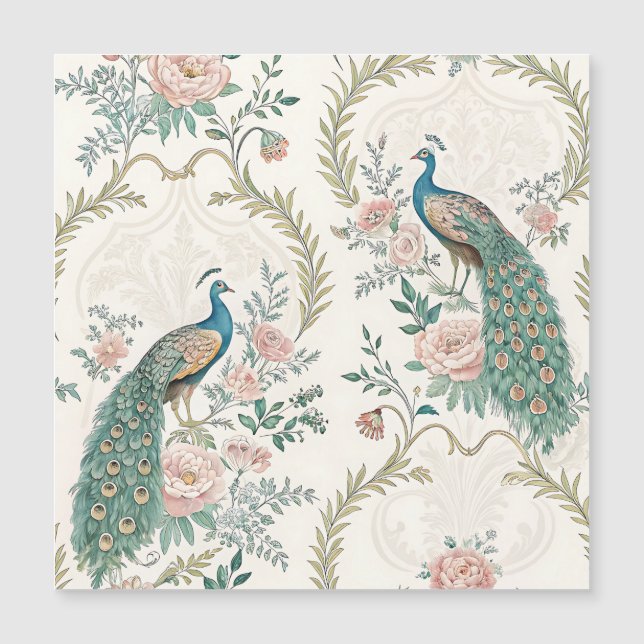 Elegant Påfågel Blommig Vintage (3) (Framsida)