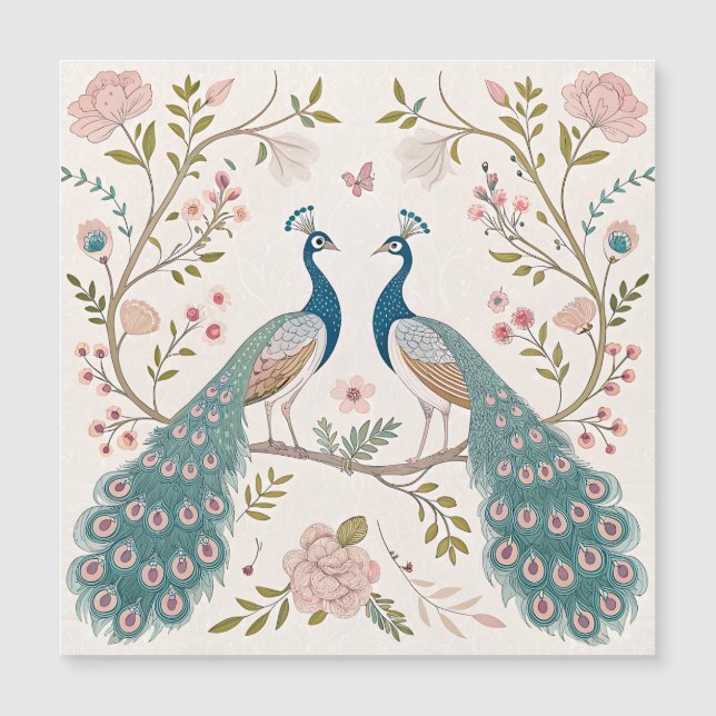 Elegant Påfågel Blommig Vintage (5) (Framsida)