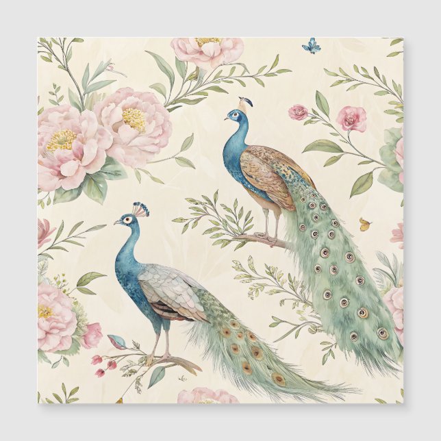 Elegant Påfågel Blommig Vintage (9) (Framsida)