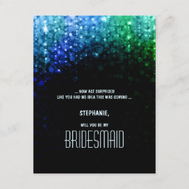 Elegant påfågel färg bokeh bröllop brudtärna inbjudningar