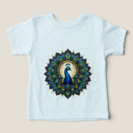 Elegant Påfågel Mandala Barn T-Shirt | Färgrik