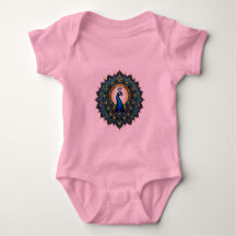 Elegant Påfågel Mandala Barn T-Shirt | Färgrik
