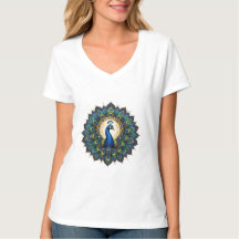 Elegant Påfågel Mandala Barn T-Shirt | Färgrik