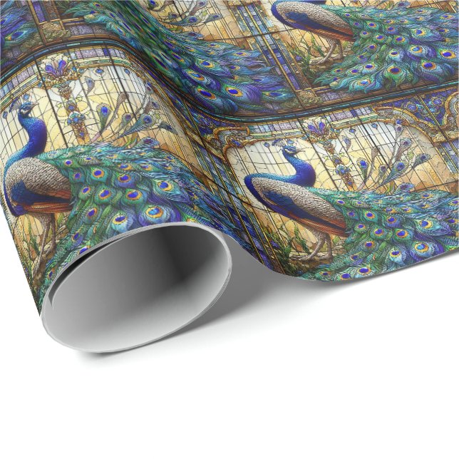 Elegant Påfågel Presentpapper (Rullad Hörn)