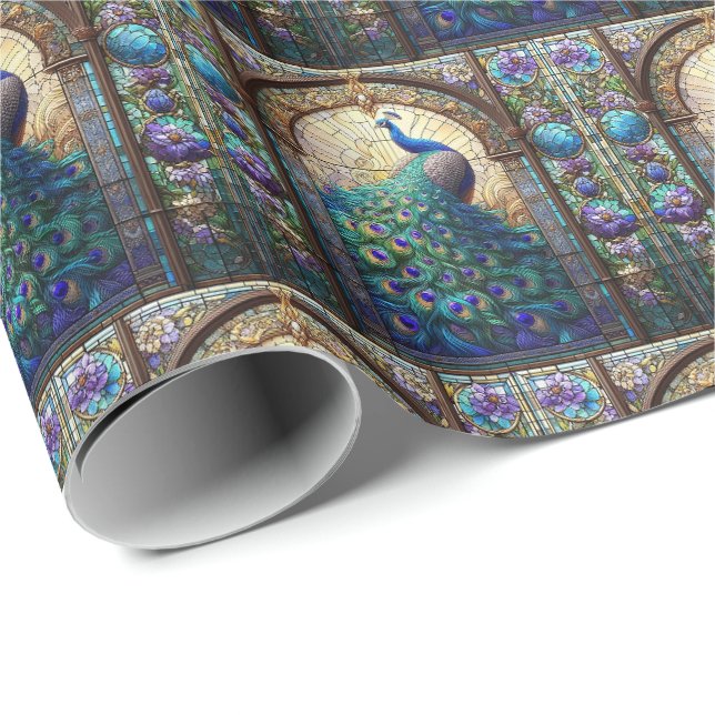 Elegant Påfågel Presentpapper (Rullad Hörn)