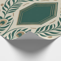 Elegant påfågelspennfjäder Art Deco -presentinslag