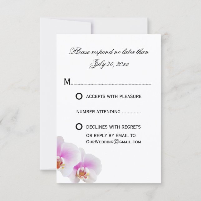 Elegant Paint Orchids OSA Reply Cards Kort (Baksida)