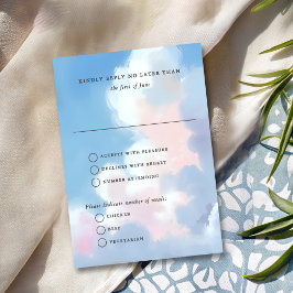Elegant Painted Blue Sky Puffy Pink Clouds Wedding OSA Kort