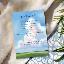 Elegant Painted Landscape Blue Sky Clouds Wedding Tilläggskort